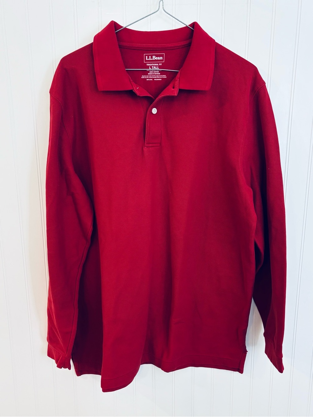 L.L. Bean Long-Sleeve Polo in Rich Red